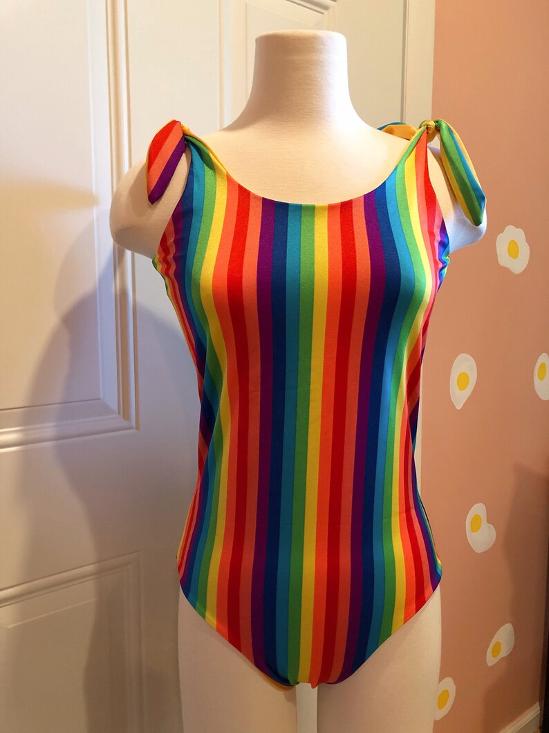 Rainbow Bathing Suit Sample Multi Color Swim Striped One Etsy
