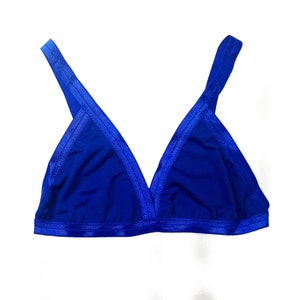 Blue Solid Triangle Bralette