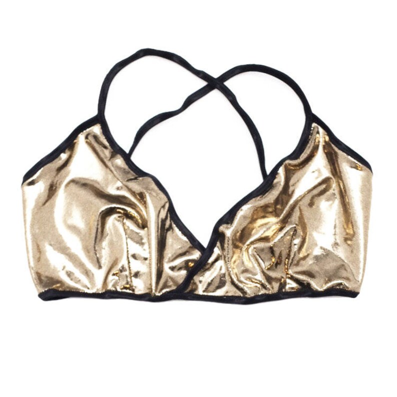 Cross Back Bra Modern Lingerie Wrap Bra Glam Gifts Little Luxuries Lingerie Bags Gifts for Her, Gold Bralette Festival Fashion