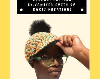 1970s Crochet Hat Pattern • Trellis Wrap Cap • Watermark PDF Only
