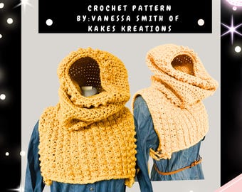 Crochet  pattern, crochet cowl pattern, crochet fashion pattern, crochet vest, crochet vest pattern, hooded vest, butterfly effect vest