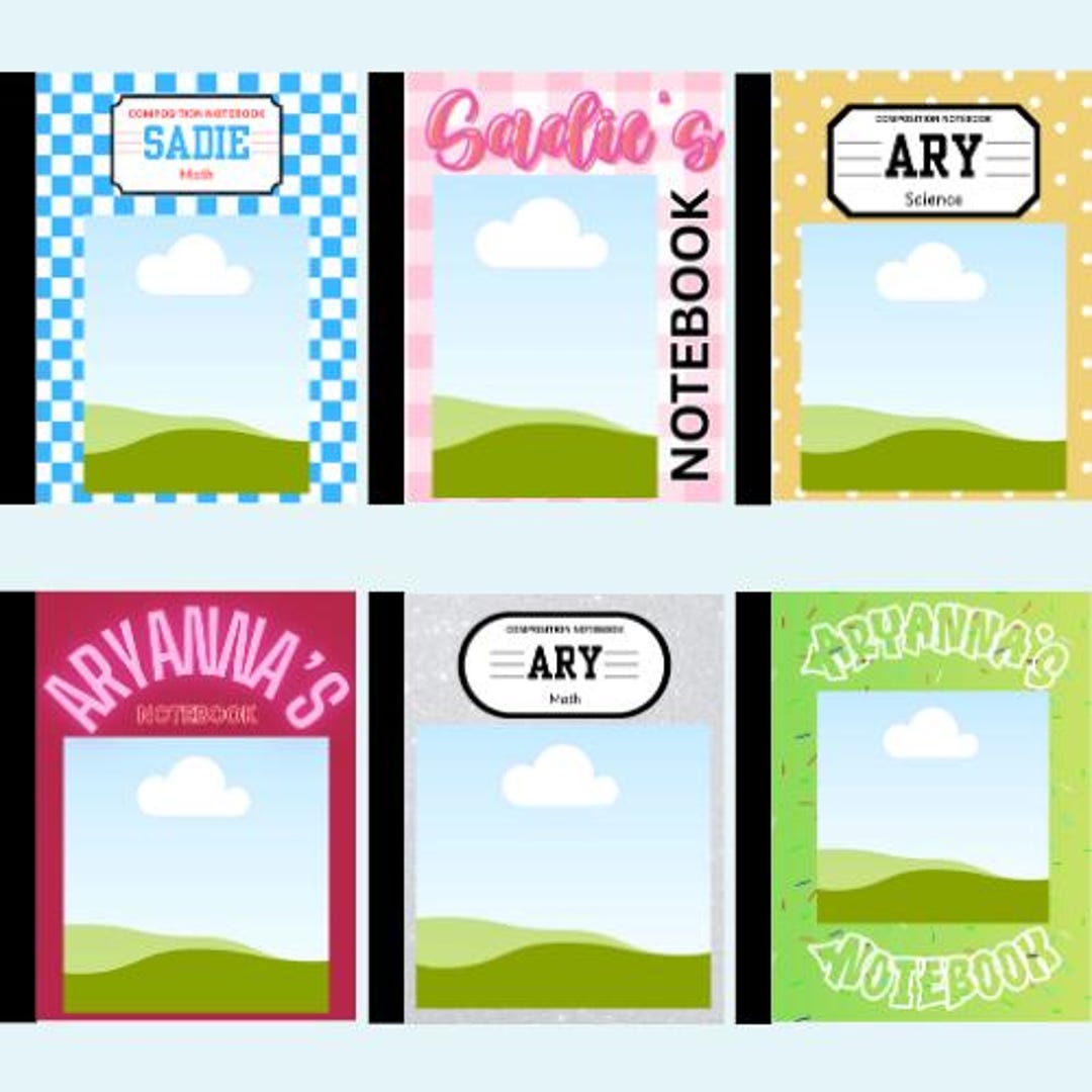 Editable Composition Notebook Cover Template: Back to School (canva Pro ...