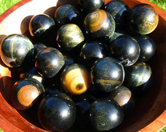 Blue Tiger Eye Crystal Sphere, Tiger Eye Crystal Ball, Natural Hawk Eye Crystal Orb Sphere Carving, Small Crystal Gift