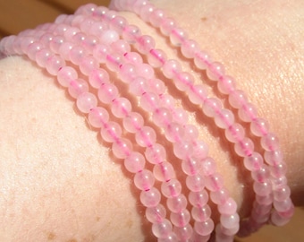 Rose Quartz Beaded Bracelet, Rose Quartz Crystal Stretchy Bracelet Jewelry, Natural Rose Quartz Pink Gemstone Bracelet