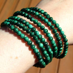 Malachite Beaded Bracelet, Malachite Crystal Stretchy Bracelet Jewelry, Natural Malachite Gemstone Bracelet