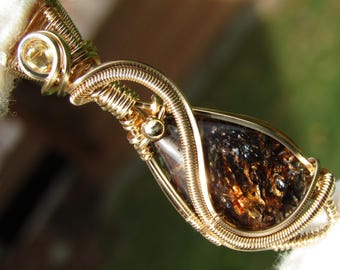 Rutilated Quartz Wire Wrapped Pendant Jewelry, Rutile Quartz 14k Gold Filled Crystal Necklace Jewelry, Gemstone Necklace, Fine Jewelry