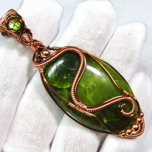 Green Opal Wire Wrap Pendant Jewelry - Green Opal Copper Wire Wrapped Pendant Necklace Jewelry