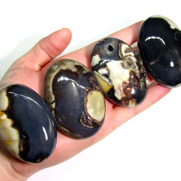 Volcano Agate Palm Stone - Volcanic Agate Crystal Pocket Stone - Natural Agate Crystal Carving