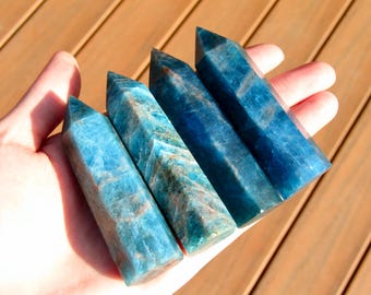 Apatite Crystal Tower, Blue Apatite Crystal Point, Natural Apatite Crystal Obelisk Carving, Crystal Gift