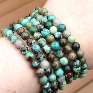 Chrysocolla Beaded Bracelet, Chrysocolla Crystal Stretchy Bracelet Jewelry, Natural Chrysocolla Gemstone Bracelet
