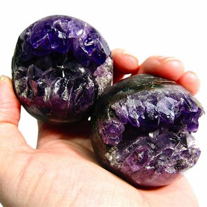 Amethyst Geode Sphere, Amethyst Crystal Cluster Ball, Natural Amethyst Crystal Orb Sphere Carving