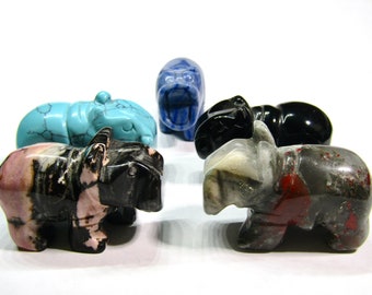 Crystal Hippo Carving - Carved Crystal Hippo Figurine - Natural Crystal Hippopotamus Animal Carving
