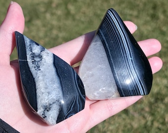 Onyx Crystal Flame, Black Onyx Crystal Point, Natural Onyx Crystal Carving, Crystal Gift