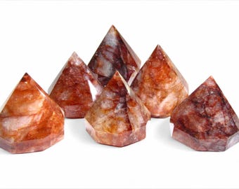 Fire Quartz Crystal Tower, Hematoid Quartz Crystal Wand, Natural Fire Quartz Crystal Point Obelisk