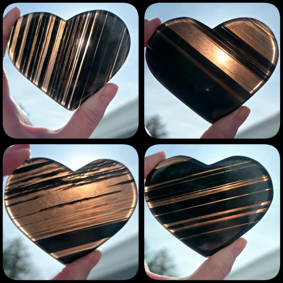 Midnight Lace Obsidian Crystal Heart, Obsidian Crystal Palm Stone, Natural Obsidian Crystal Carving, Gothic Crystal Gift