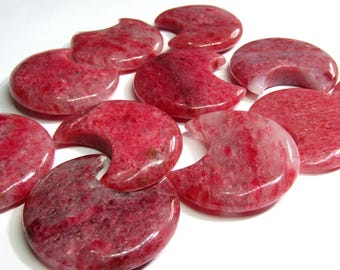 Rhodonite Moon Carving - Ice Rhodonite Moon Palm Stone - Natural Rhodonite Crystal Crescent Moon Carving - Sakura Cherry Blossom Rhodonite