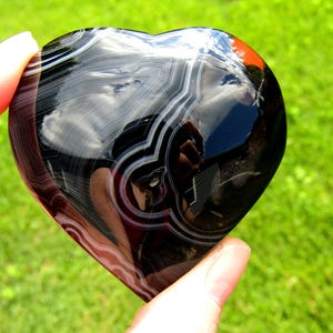 Onyx Crystal Heart, Black Onyx Crystal Heart, Natural Onyx Crystal Carving, Crystal Gift Onyx #8
