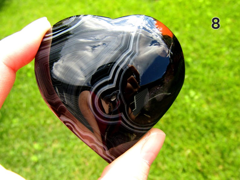 Onyx Crystal Heart, Black Onyx Crystal Heart, Natural Onyx Crystal Carving, Crystal Gift Onyx #8