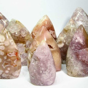 Pink Amethyst Crystal Flame, Flower Agate Crystal Freeform, Natural Flower Agate Amethyst Crystal Carving