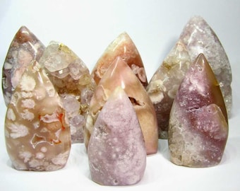 Pink Amethyst Crystal Flame, Flower Agate Crystal Freeform, Natural Flower Agate Amethyst Crystal Carving