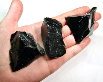 Obsidian Raw Chunk - Raw Black Obsidian Stone Piece - Natural Obsidian Crystal Raw Specimen
