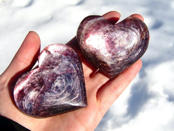 Lepidolite Mica Crystal Heart, Purple Mica Crystal Heart, Natural Lepidolite Mica Crystal Carving, Purple Crystal Gift