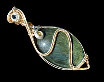 Rainbow Velvet Obsidian Wire Wrapped Pendant Jewelry, Obsidian Sterling Silver Crystal Necklace Jewelry, 14k Gold Filled Fine Jewelry