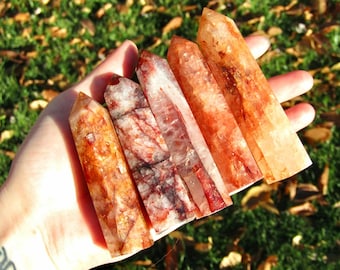 Fire Quartz Tower, Hematoid Quartz Wand Tower, Natural Fire Quartz Crystal Point Obelisk, Crystal Stone Gift