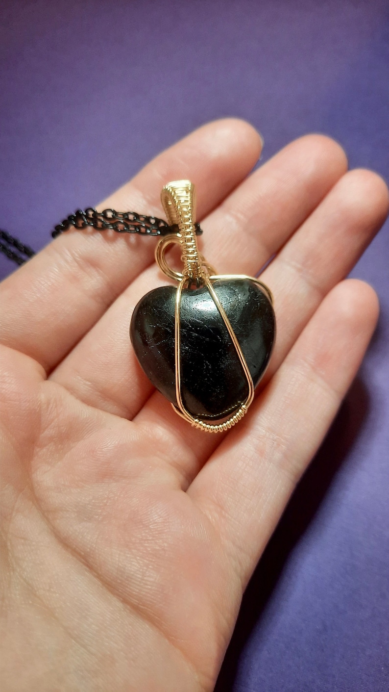 Black Moonstone Wire Wrapped Heart Pendant Jewelry Moonstone Heart 14k Gold Filled Wire Wrap Pendant Necklace Jewelry