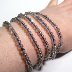 Labradorite Beaded Bracelet, Labradorite Crystal Stretchy Bracelet Jewelry, Natural Labradorite Gemstone Bracelet