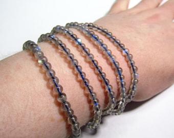 Labradorite Beaded Bracelet, Labradorite Crystal Stretchy Bracelet Jewelry, Natural Labradorite Gemstone Bracelet