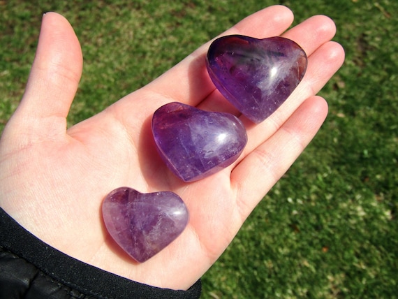 Amethyst Crystal Heart, Amethyst Purple Crystal Heart Carving, Small Crystal Gift