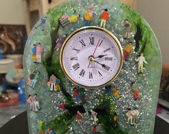 Handcrafted Resin Desk or Mantle clock|Custom Color Scheme, Home Decor