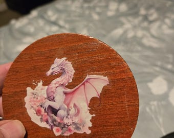 Wooden Coasters  | Custom Dragon Scheme, 3.5 Inch Round.