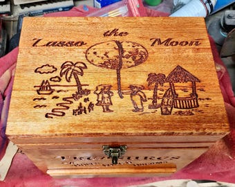 Lasso the Moon | Handmade Memory Box with Compartments | Wooden Gift for Child/Grandchild