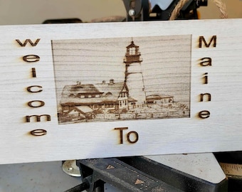 Laser Cut Welcome to Maine Sign | Coastal Lighthouse Decor.