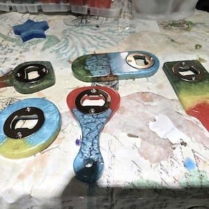 Handcrafted Resin Bottle Opener/Made of epoxy resin. Various colors.