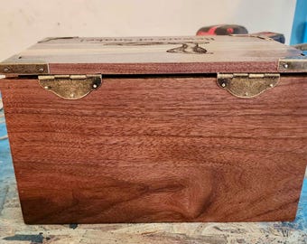 Handmade Black Walnut Wood Storage Chest | Funny Man Cave Decor.