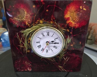 Handcrafted Resin Desk or Mantle clock with Lights|Custom Color Scheme, Home Decor