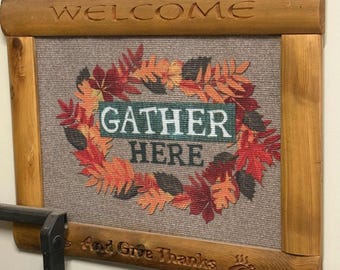 Carved Cedar Welcome Sign | Thanksgiving Fall Harvest Decor.