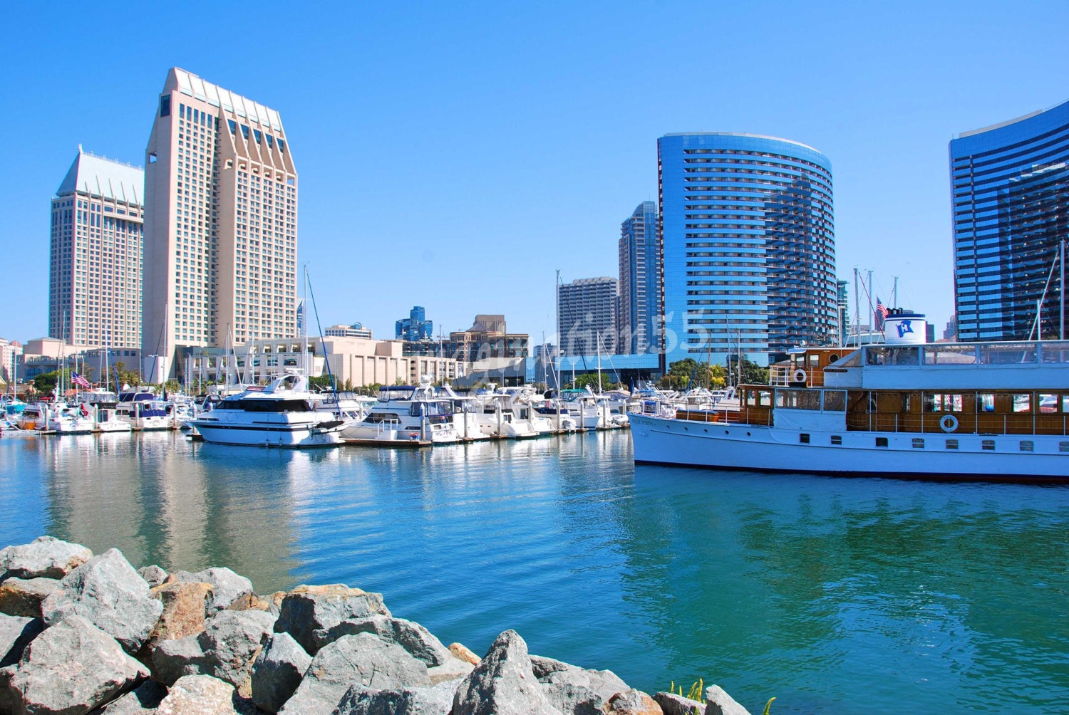 Marina District Downtown San Diego California Boats Bay Etsy UK
