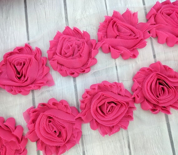 1 yard grape 2.5/" shabby chiffon rose trim flowers DIY baby headband