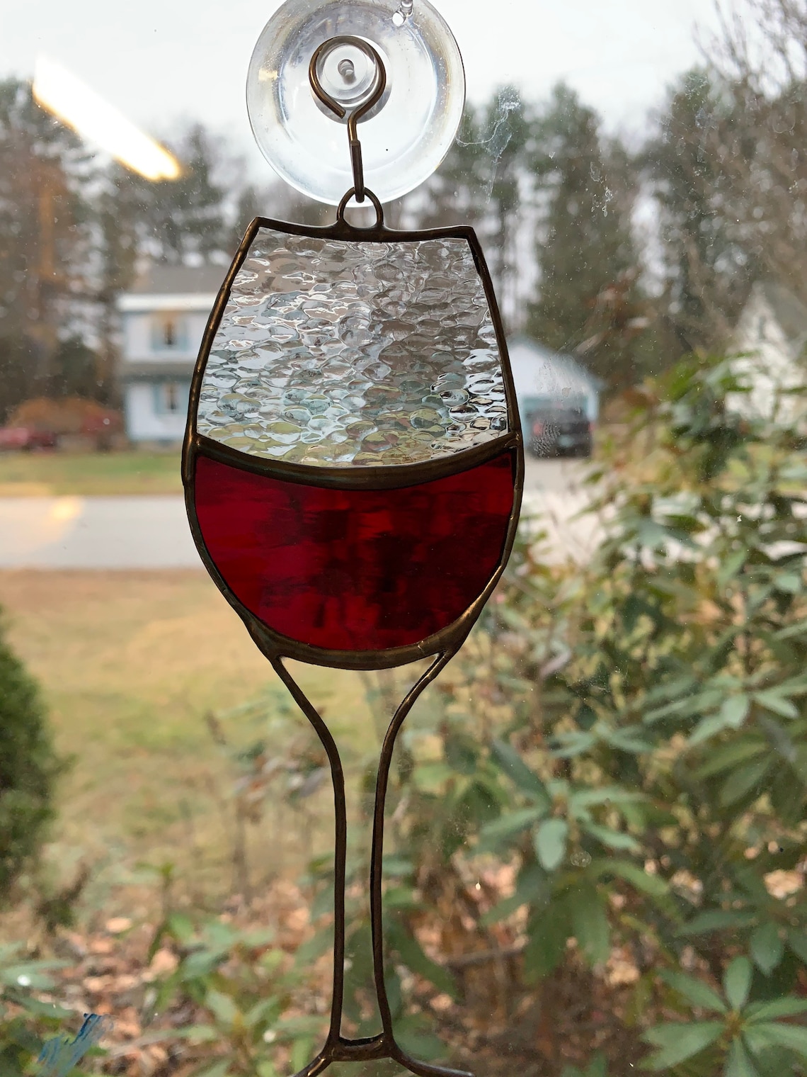 Stained Glass Red Wine Glass Etsy