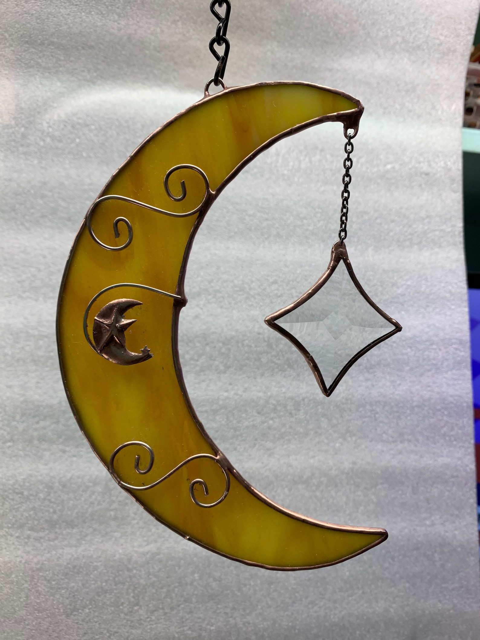 Moon And Star Stained Glass Etsy