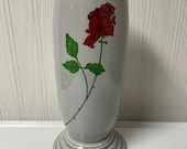 Fiesta Retired Pearl Gray with Rose decal Millennium III 3 Vase Fiestaware