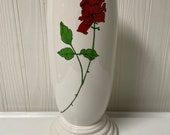 Fiesta Retired white with Rose decal Millennium III 3 Vase Fiestaware