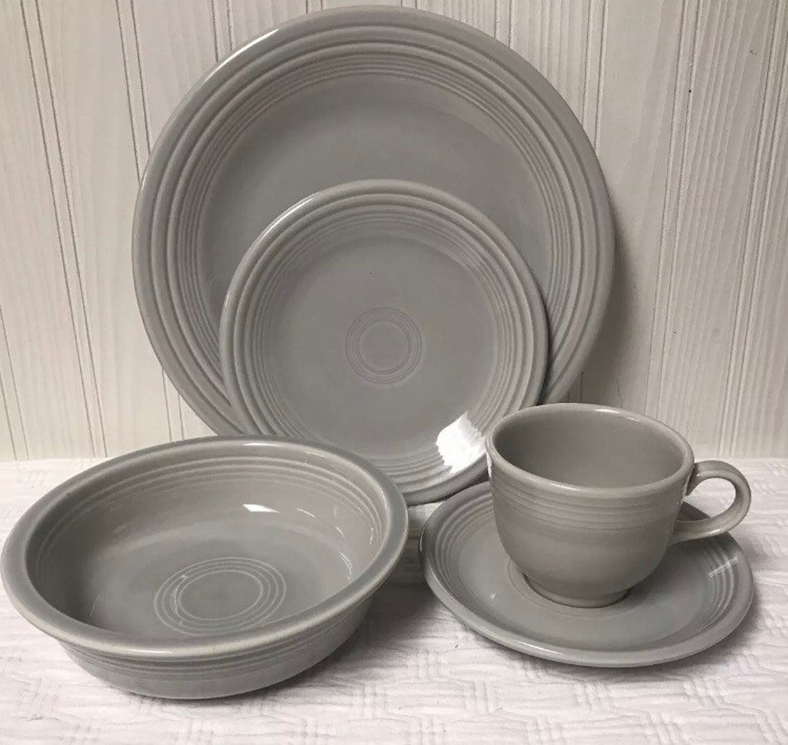 Fiesta retired Pearl Gray 5 piece place setting Fiestaware Etsy