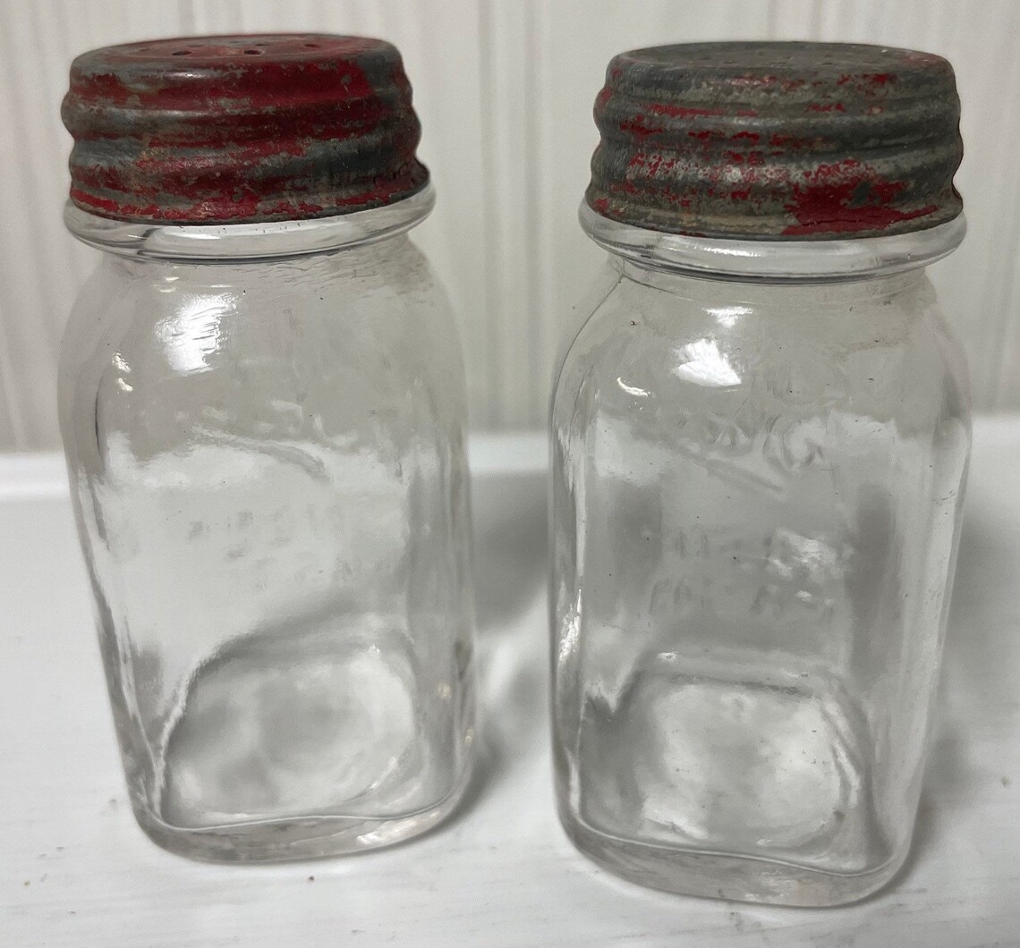 Vintage Ball Mason jar Salt and Pepper set Zinc lids Etsy