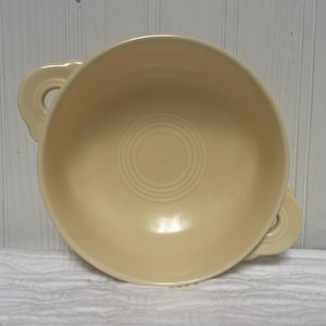 Vintage Fiestaware Old Ivory Lug Handled Cream Soup Bowl Fiesta Ware chip under foot