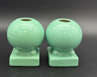 Fiesta Ware Seamist Green Round Ball Candleholders Fiestaware post 1986